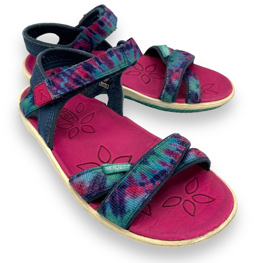 Keen Kids Magenta Footbed Multicolor Tie-Dye Strap Sandals